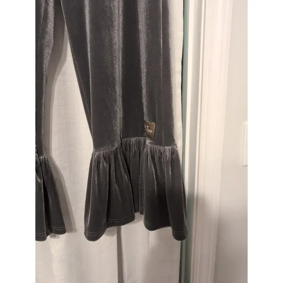 NWOT Matilda Jane Gray Velvet Cropped Ruffle Pants Sz M Boho, Cottage, Hippie - Picture 4 of 12